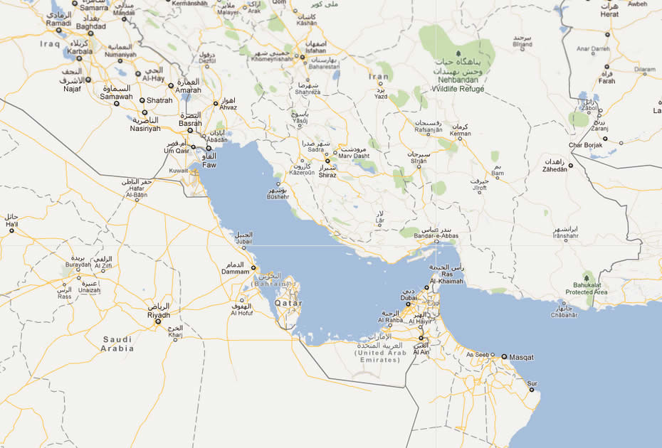 carte du bahrein golfe region